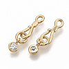 Brass Micro Pave Clear Cubic Zirconia Hook and S-Hook Clasps X-KK-T051-26G-NF-2