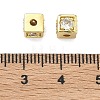 Brass Micro Pave Clear Cubic Zirconia Beads KK-D229-20G-2
