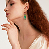 2 Pairs 2 Colors Glass Rectangle with Leaf Dangle Earring EJEW-FI0001-16-4