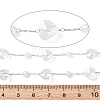 304 Stainless Steel & ABS Plastic Pearl Round Bead & Glass Heart Bead Cable Chains CHS-G048-11P-2
