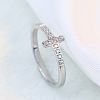 Cross Stainless Steel Micro Pave Clear Cubic Zirconia Finger Rings for Women FS-WG88B59-02-1