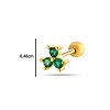 Brass Cubic Zirconia Green Clover Cartilage Earrings WGEAF95-07-5