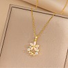 Flower Resin & Micro Pave Cubic Zirconia Pendant Necklaces NJEW-D288-02G-1