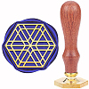 Hexagon Golden Tone Brass Wax Seal Stamp with Wood Handle AJEW-WH0375-0002-1