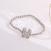 Brass Micro Pave Clear Cubic Zirconia Beaded Stretch Bracelets for Women FS-WG5260F-22-1