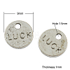 Flat Round Carved Word Luck Tibetan Style Alloy Message Charms X-TIBEP-A123975-AS-FF-1