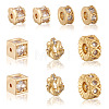 10Pcs 5 Styles Brass Clear Cubic Zirconia Beads KK-SW0001-02-11