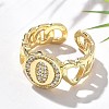 Brass Micro Pave Clear Cubic Zirconia Open Cuff Rings for Women RJEW-K289-02G-O-3