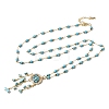 Boho Brass Resin Evil Eye Pendant Necklaces with Dyed Natural Howlite Chip Tassel NJEW-L014-03G-4