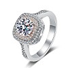 Rhodium Plated 925 Sterling Silver Micro Pave 6.5mm Cubic Zirconia Finger Rings for Women WGCD3AD-01-5