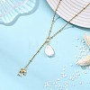 Summer Natural Baroque Keshi Pearl & 304 Stainless Steel Sea Animal Pendant Satellite Chain Y Lariat Necklaces NJEW-JN06049-02-1