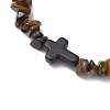 Natural Tiger Eye Chips Stretch Bracelets for Women Men BJEW-JB11341-11-3