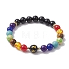 10 Round Om Mani Natural Obsidian & 8mm Round Mixed Stone Beaded Stretch Bracelets BJEW-JB10337-3