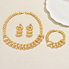 Vintage Alloy Chunky Link Choker Necklace & Earrings & Bracelet Set for Women GJ5147-5