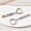 Brass Pave Cubic Zirconia Hoop Dangle Earrings KK-CBAD9DF-02P-A-5