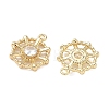 Brass Micro Pave Clear Cubic Zirconia Circular Pendants KK-C259-04G-2