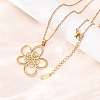304 Stainless Steel Flower Pendant Cable Chain Necklaces for Men Women NJEW-K308-05B-G-3