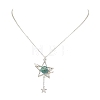 Natural Hemimorphite Alloy Star Pendant Necklaces for Women NJEW-TA00273-01-3