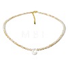 Natural White Shell Letter Faceted Glass Beaded Necklaces with 304 Stainless Steel End Chains SS7282-3-1