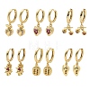 Brass Cubic Zirconia Hoop Earrings EJEW-Q015-01G-2