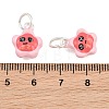 Alloy with Hot Pink Enamel Charms AL-CBA415D-40S-3