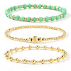 3Pcs Glass & Brass Round Beads Stretch Bracelets HD9470-14-1