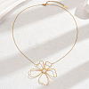 Elegant Stainless Steel & Imitation Pearl Hollow Flower Pendant Necklaces for Women TN2016-1-1