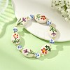 Handmade Printed Porcelain Floral Oval Beaded Stretch Bracelets BJEW-JB14181-1