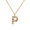 Brass Pave Colorful Cubic Zirconia Initial Pendant Necklaces for Women FS-WG02860-16-1