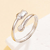304 Stainless Steel Rhinestone Cuff Open Rings WGC2E6C-01-1