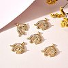 5Pcs Brass Micro Pave Clear & Green Cubic Zirconia Pendants ZIRC-SZ0003-19-4