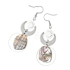201 Stainless Steel & Natural Paua Shell Pendants Dangle Earrings EJEW-JE07456-02-4