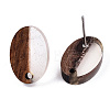 Resin & Walnut Wood Stud Earring Findings MAK-N032-004A-4