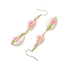 Cowrie Shell Flower Dangle Earrings EJEW-MZ00250-5