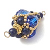 Bohemian Natural Lapis Lazuli Round with Glass Beaded Teardrop Links Connector Charms PALLOY-MZ01227-03-4