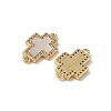 Brass Micro Pave Clear Cubic Zirconia and Natural Shell Cross Connector Charms KK-Z115-09G-2