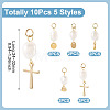 10Pcs 5 Styles Natural Freshwater Pearl & 304 Stainless Steel & 201 Stainless Steel Pendants PALLOY-TAC0267-4