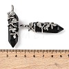 Natural Obsidian Double Terminal Pointed Pendants G-C144-03P-11-3