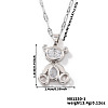 Brass Pave Clear Cubic Zirconia Cute 3D Bear Pendant Necklaces for Women CY9372-1-2