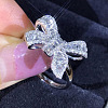 Bowknot Brass Micro Pave Clear Cubic Zirconia Finger Rings for Women FS-WGD928F-03-1