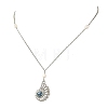 Alloy Natural Paua Shell Alloy Sea Animals Pendant 304 Stainless Steel Cable Chain Necklaces with Natural Pearl for Women NJEW-JN06524-2