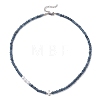 Dyed Natural Malaysia Jade Faceted Rondelle & Round Imitation Pearl & Brass Cross Beaded Necklaces NJEW-JN05835-2