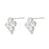 Brass Micro Pave Cubic Zirconia Stud Earring Findings KK-Z094-07P-3