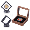 1Pc Rectangle Wood Visible Window Commemorative Coin Magnetic Boxes CON-DC0001-25-1