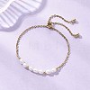 Adjustable 304 Stainless Steel Cable Chains & Natural Cultured Freshwater Pearl Slider Bracelets BJEW-JB12713-1