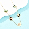 304 Stainless Steel with Resin Flower Link Chain Necklaces & Stud Earrings SJEW-Z005-02G-03-3