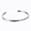 304 Stainless Steel Inspirational Cuff Bangles BJEW-K173-13P-2