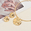Iron Textured Flat Round Pendant Choker & Stud Earring Sets for Women FO0024-1