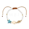 Dyed Synthetic Turquoise & Shell Pearl & Alloy Beads Braided Bead Bracelets for Women BJEW-JB13806-2