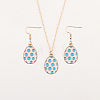 Easter Egg Alloy Enamel Pendant Necklace & Dangle Earrings Sets FS-WG38758-10-1